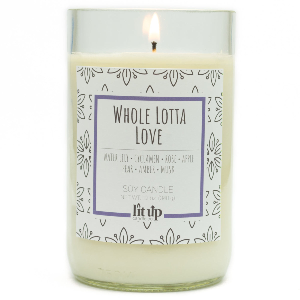 Whole Lotta Love 12 oz. soy candle in upcycled wine bottle | Fruity, Floral