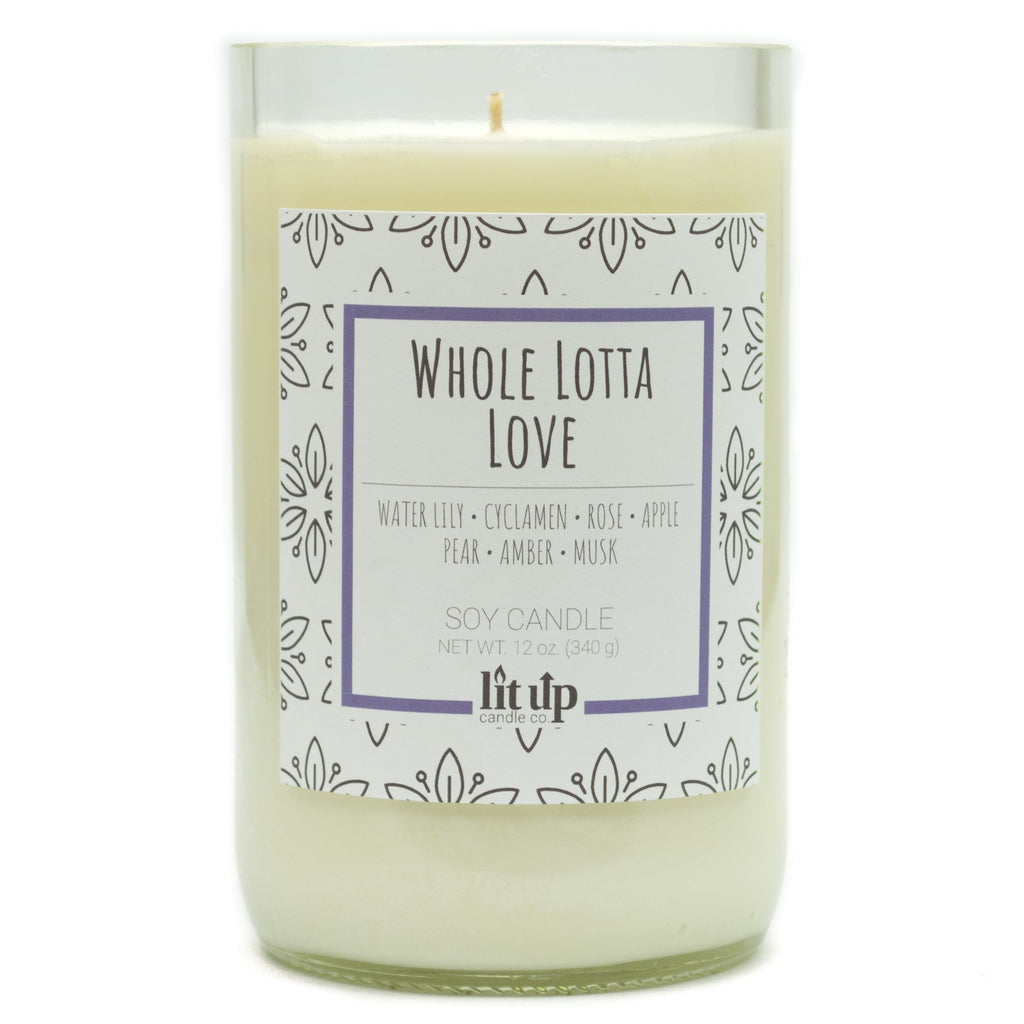 Whole Lotta Love 12 oz. soy candle in upcycled wine bottle | Fruity, Floral