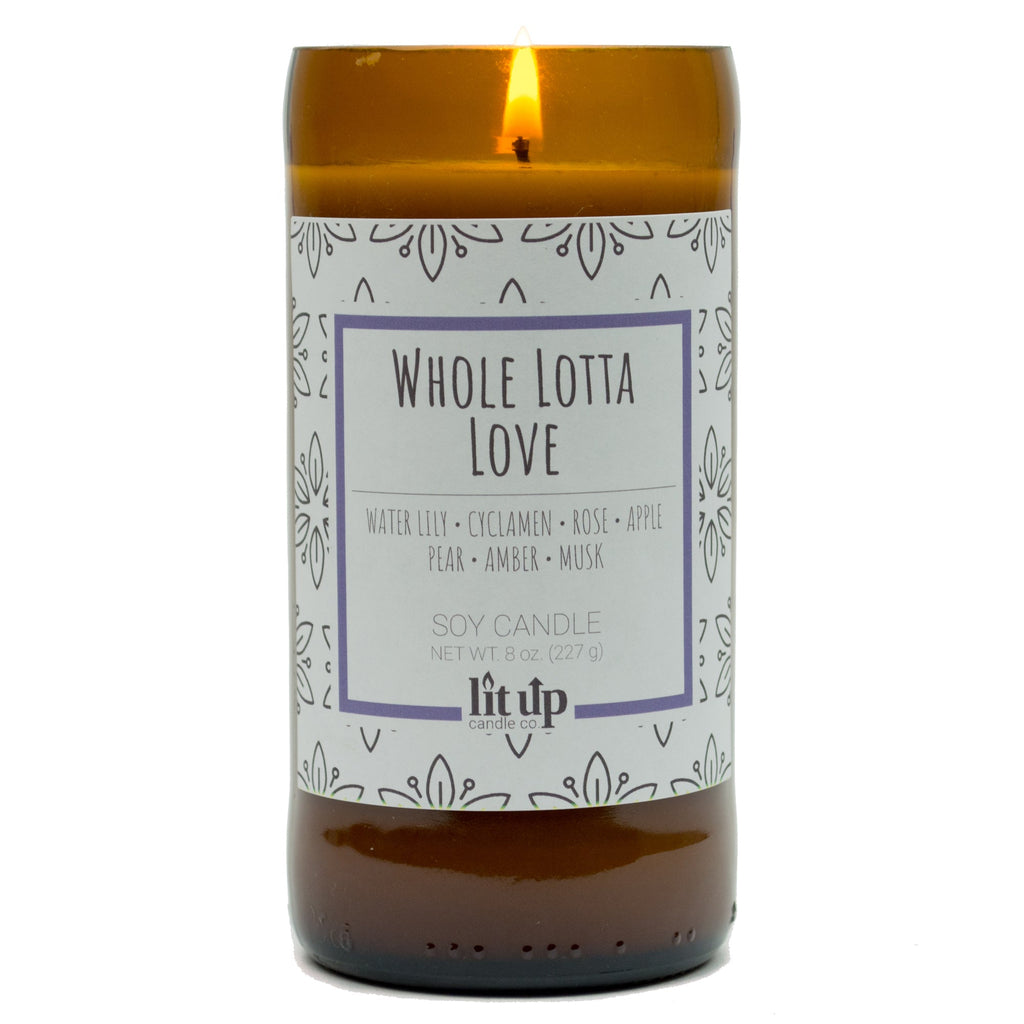 Whole Lotta Love 8 oz. soy candle in upcycled beer bottle | Fruity, Floral