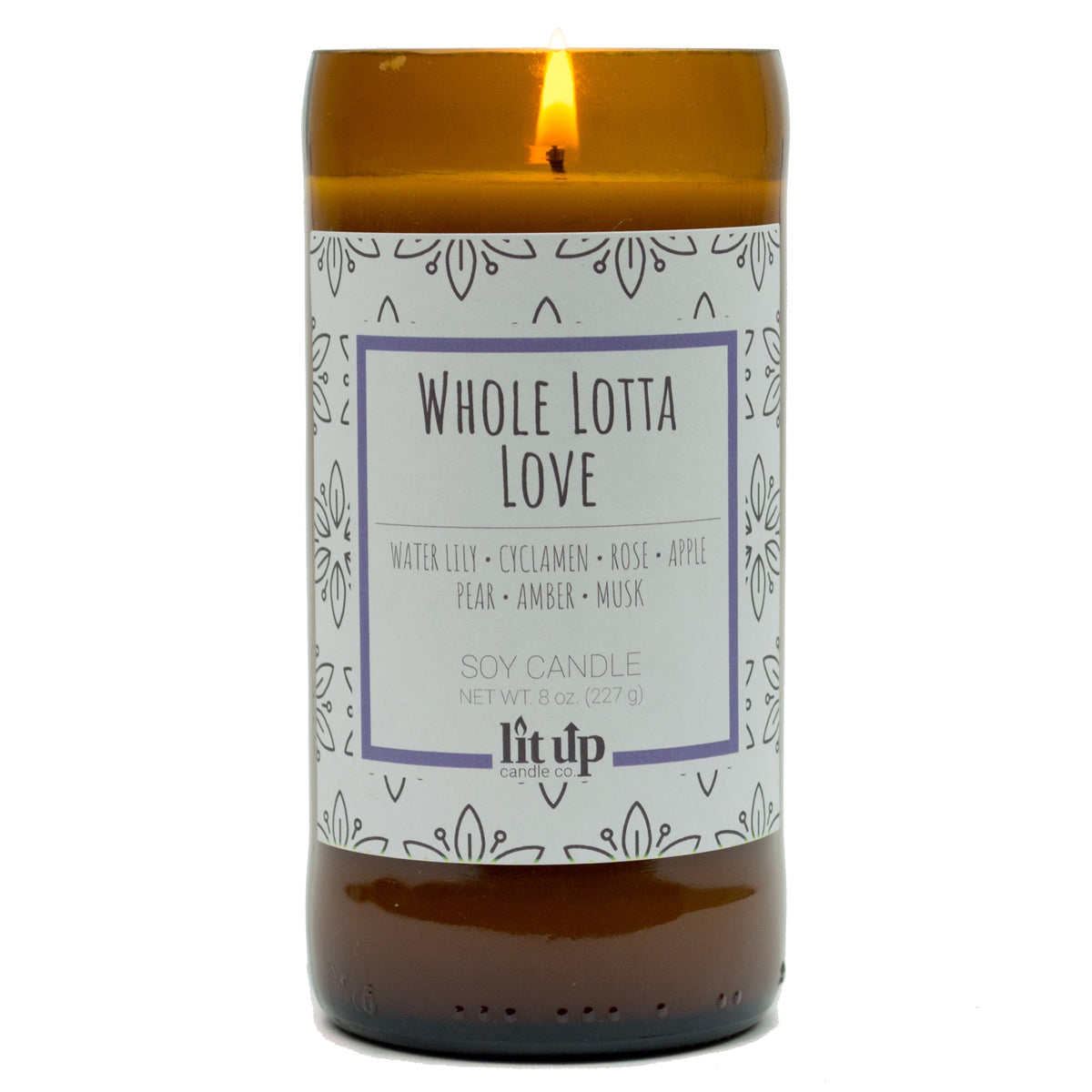 Whole Lotta Love 8 oz. soy candle in upcycled beer bottle | Fruity, Floral