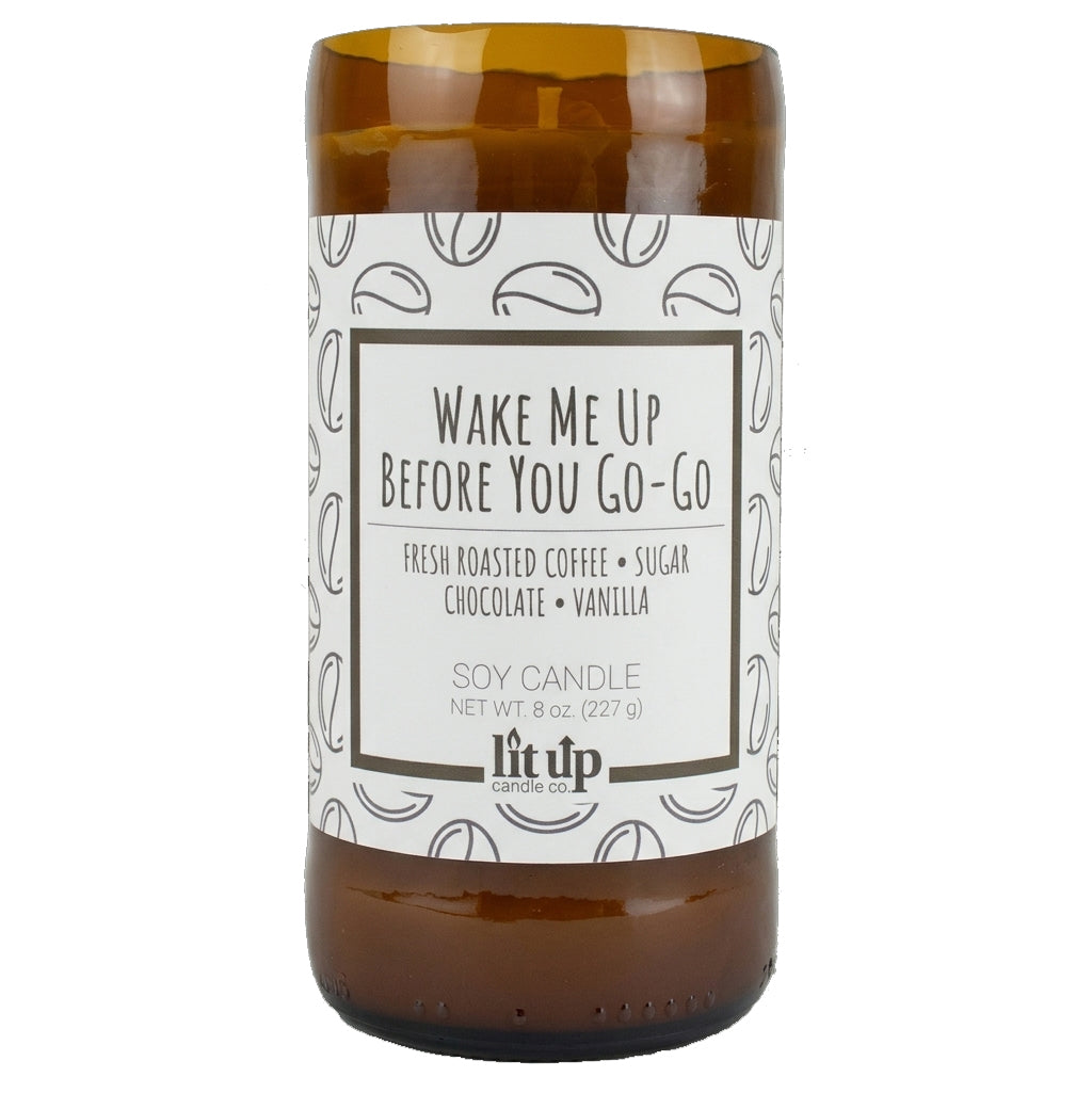Wake Me Up Before You Go-Go 8 oz. soy candle in upcycled beer bottle | Coffee, Chocolate, Vanilla