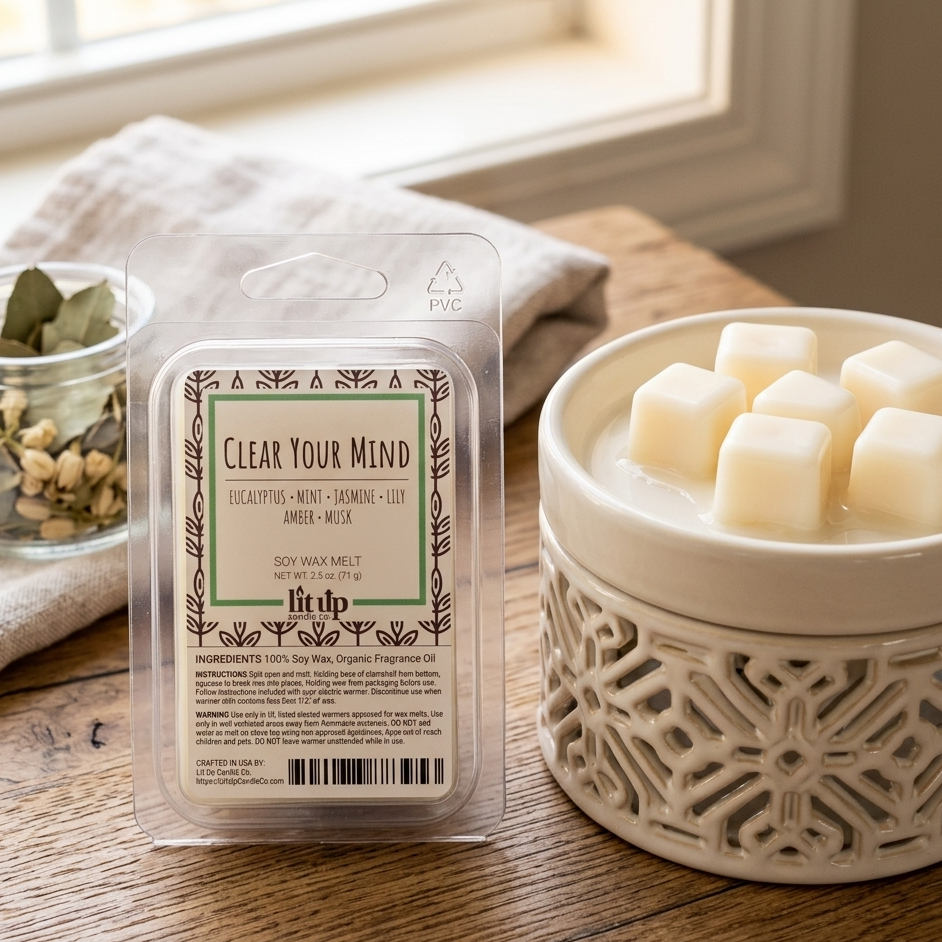 Clear Your Mind 2.5 oz. soy wax melt | Eucalyptus, Jasmine, Mint