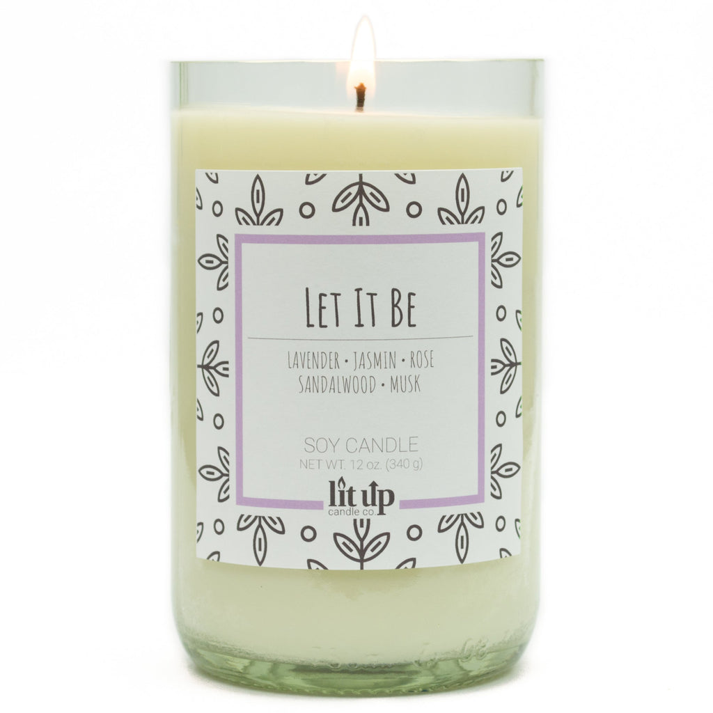 Let It Be 12 oz. soy candle in upcycled wine bottle | Lavender, Florals, Musk