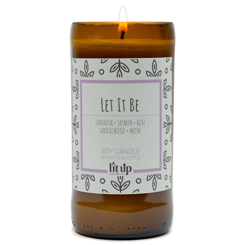 Let It Be 8 oz. soy candle in upcycled beer bottle | Lavender, Florals, Musk