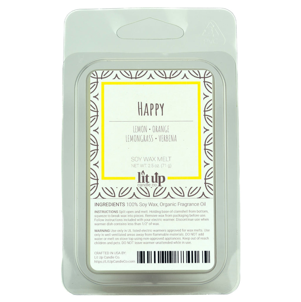 Happy 2.5 oz. soy wax melt | Lemon, Lemongrass, Verbena