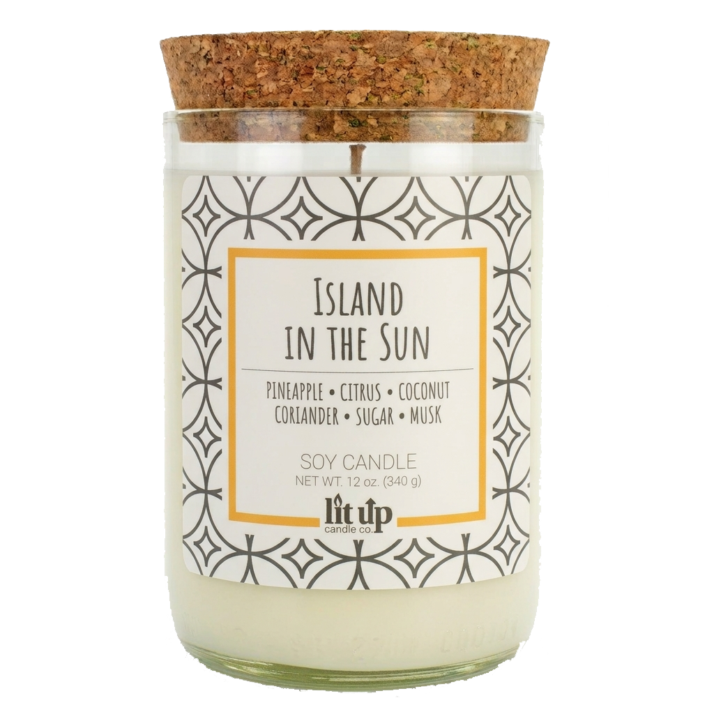 Island in the Sun 12 oz. soy candle in upcycled wine bottle | Pineapple, Coconut, Citrus