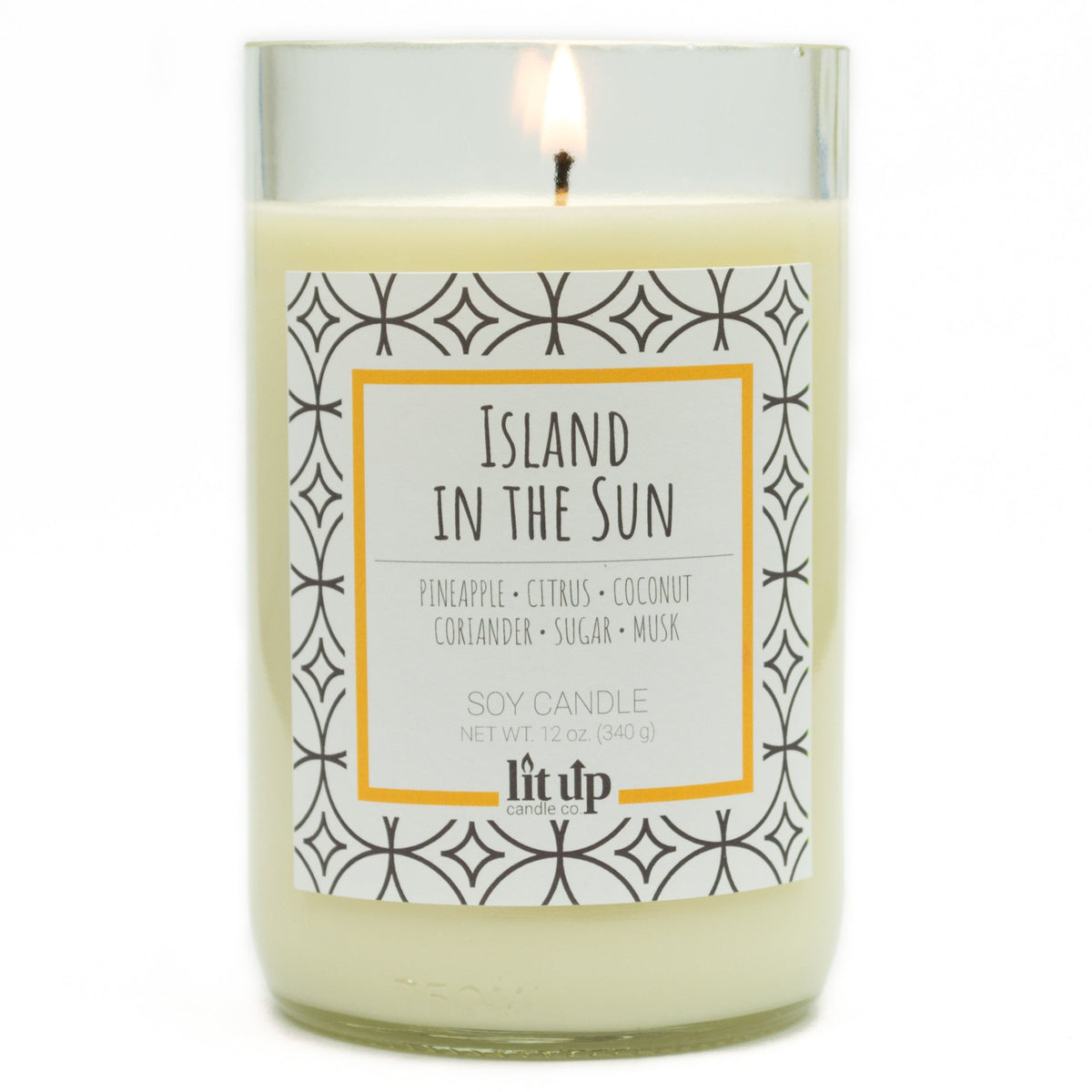 Island in the Sun 12 oz. soy candle in upcycled wine bottle | Pineapple, Coconut, Citrus