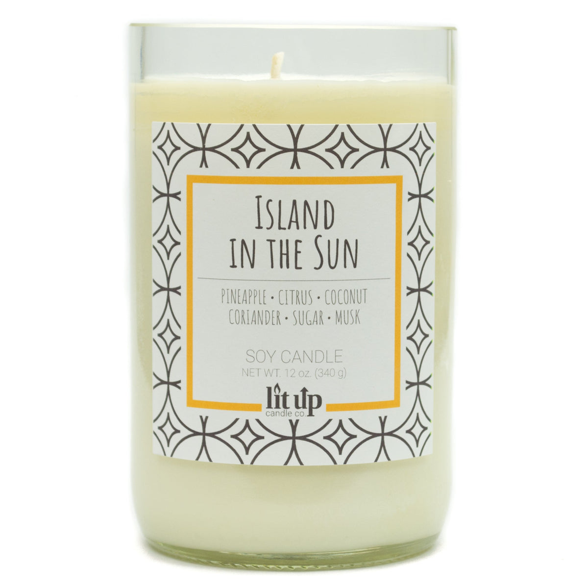 Island in the Sun 12 oz. soy candle in upcycled wine bottle | Pineapple, Coconut, Citrus