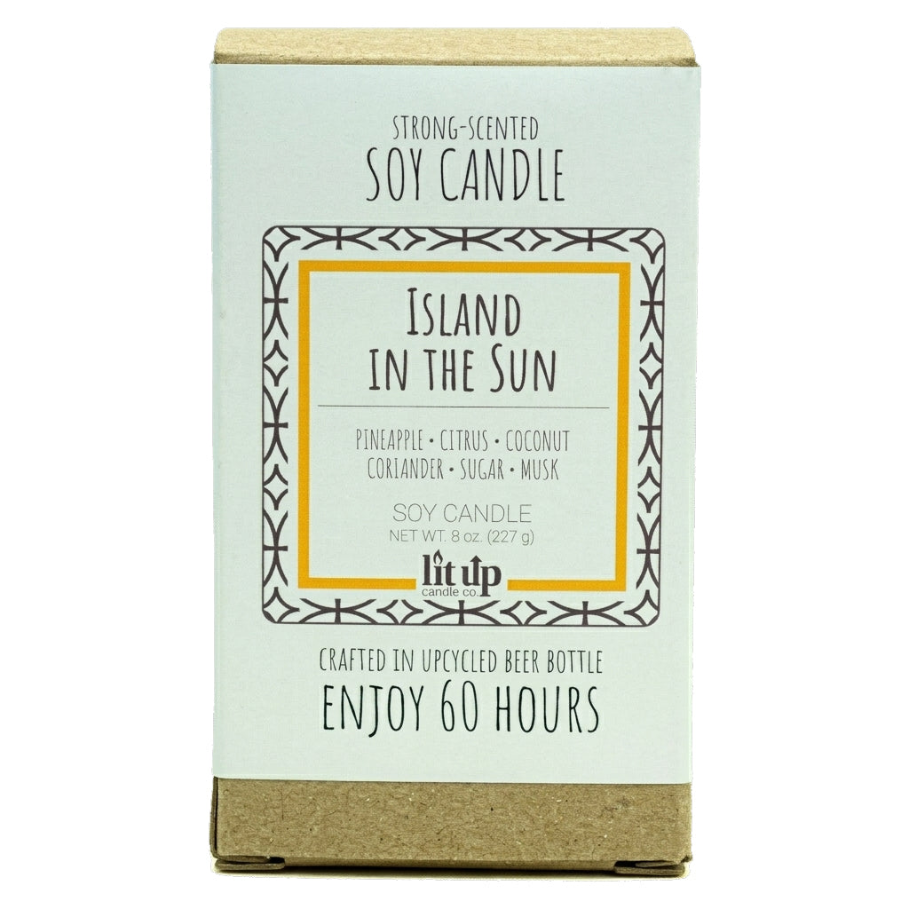 Island in the Sun 8 oz. soy candle in upcycled beer bottle | Pineapple, Coconut, Citrus