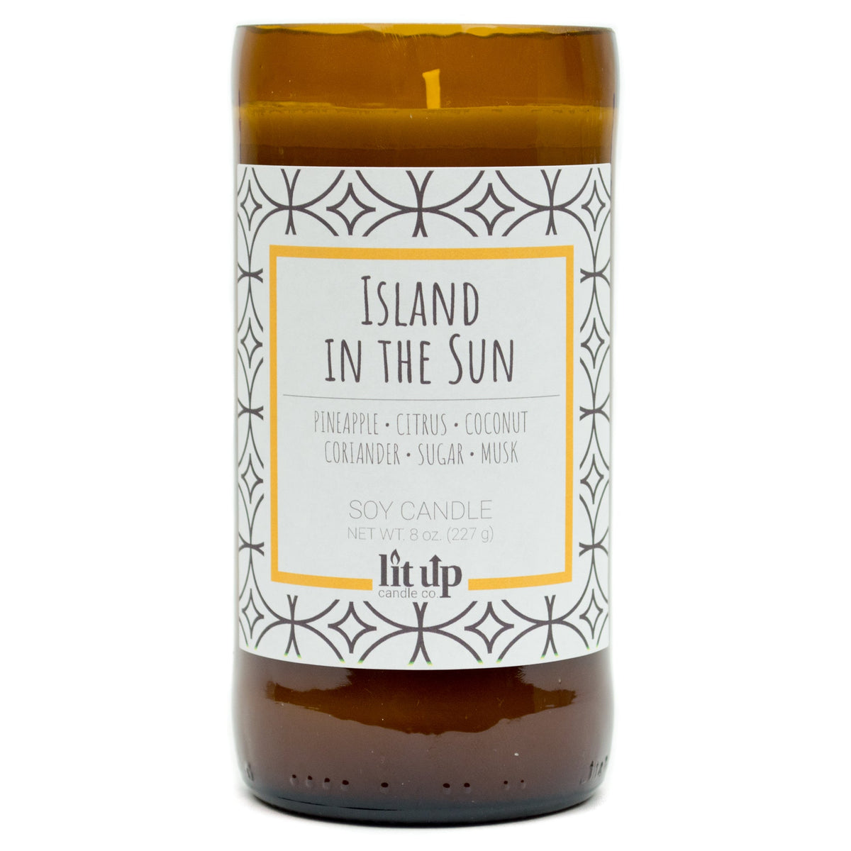 Island in the Sun 8 oz. soy candle in upcycled beer bottle | Pineapple, Coconut, Citrus