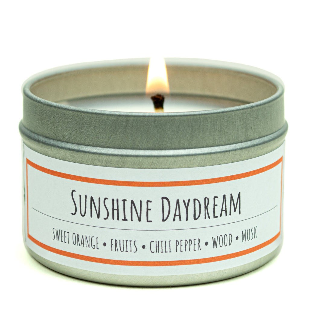 Sunshine Daydream 3 oz. soy candle in travel tin | Sweet Orange, Chili Pepper