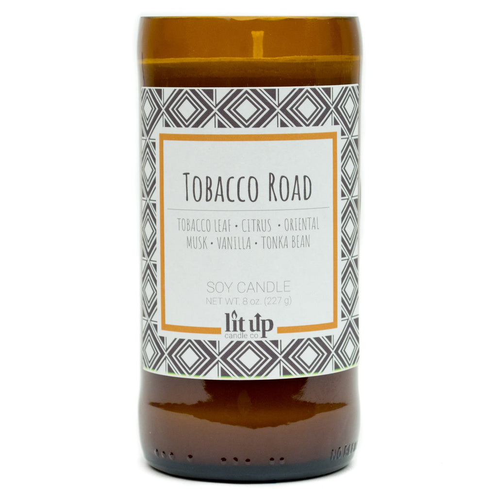 Tobacco Road 8 oz. soy candle in upcycled beer bottle | Tobacco, Caramel