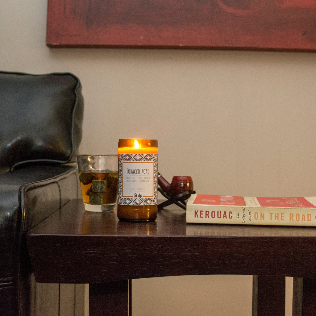 Tobacco Road 8 oz. soy candle in upcycled beer bottle | Tobacco, Caramel