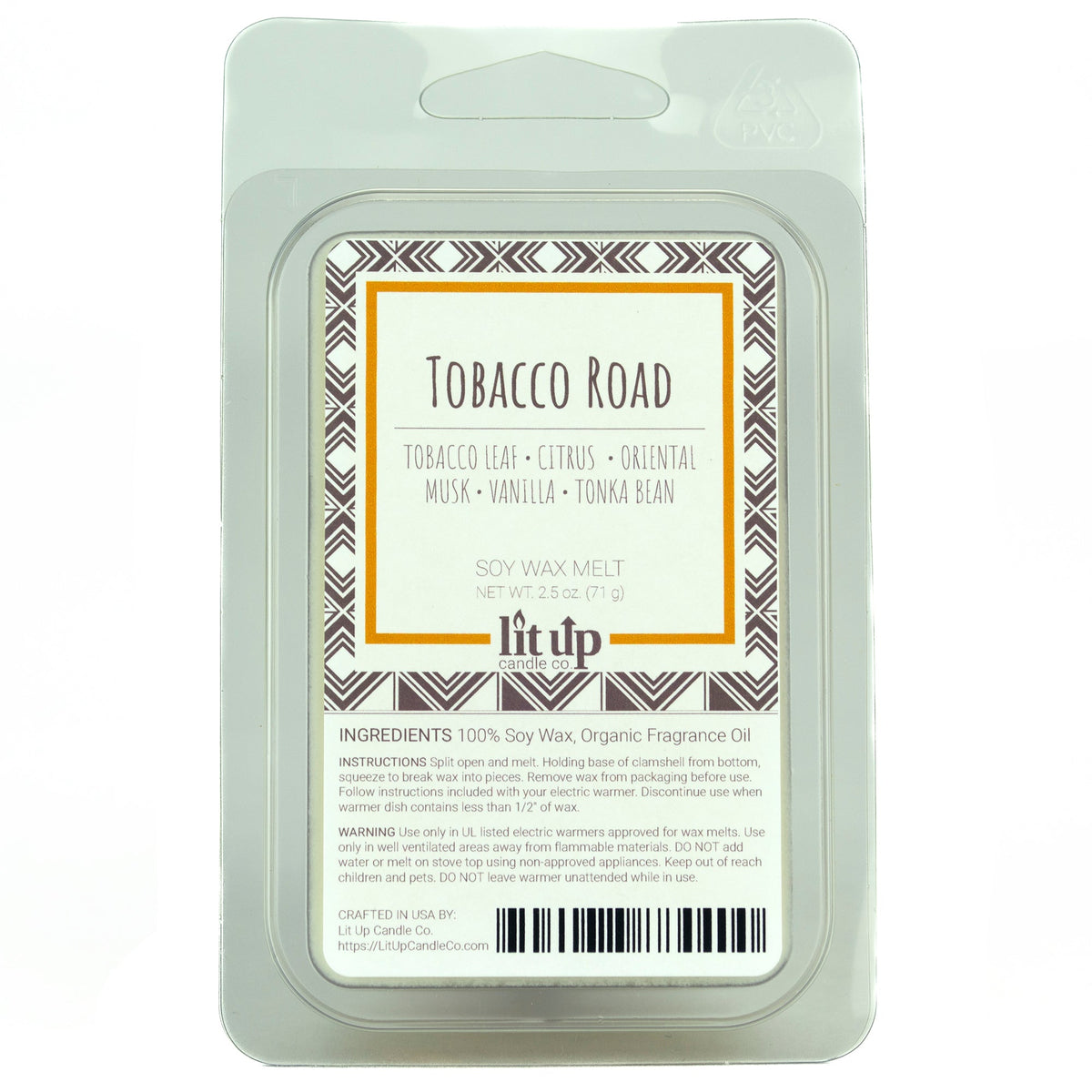 Tobacco Road 2.5 oz. soy wax melt | Tobacco, Caramel