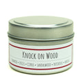 Knock on Wood 3 oz. soy candle in travel tin | Teakwood, Sandalwood, Spices