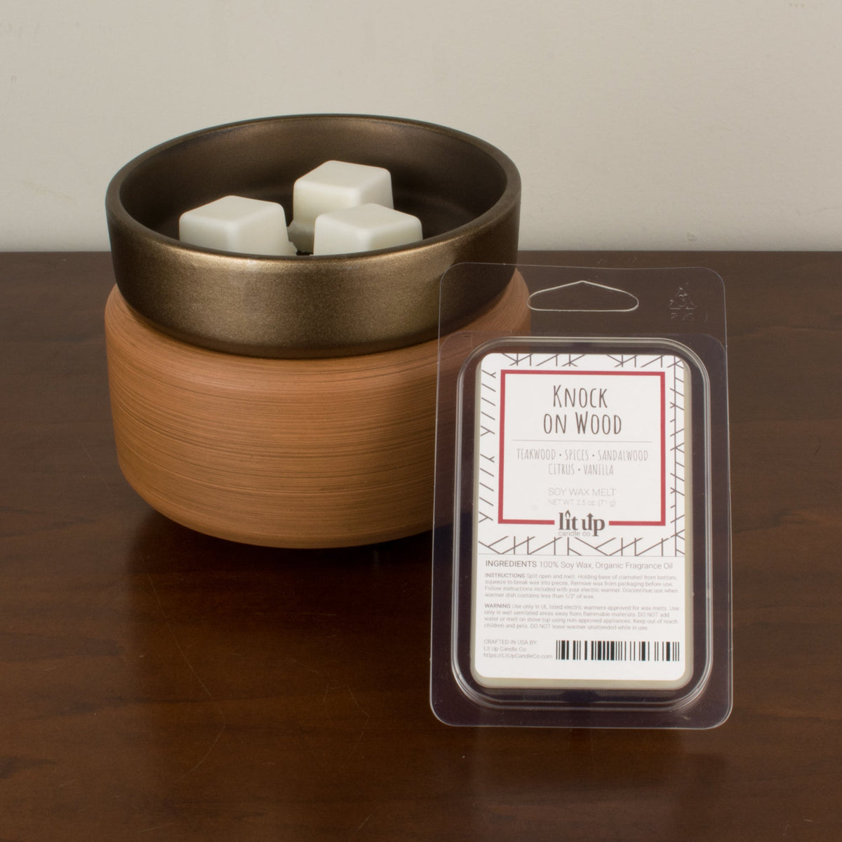 Knock on Wood 2.5 oz. soy wax melt | Teakwood, Sandalwood, Spices