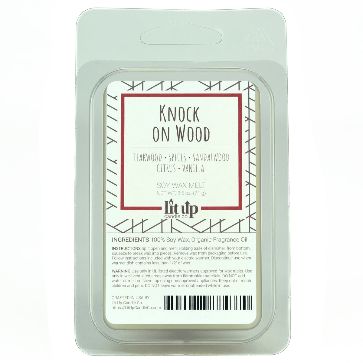 Knock on Wood 2.5 oz. soy wax melt | Teakwood, Sandalwood, Spices